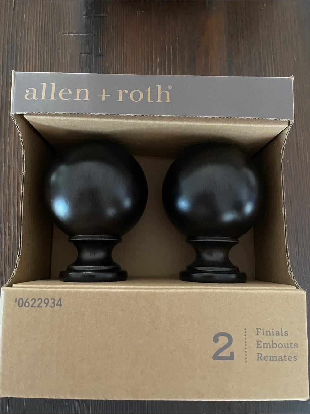 New allen + roth Espresso Finish Decorative Curtain Rod End Set